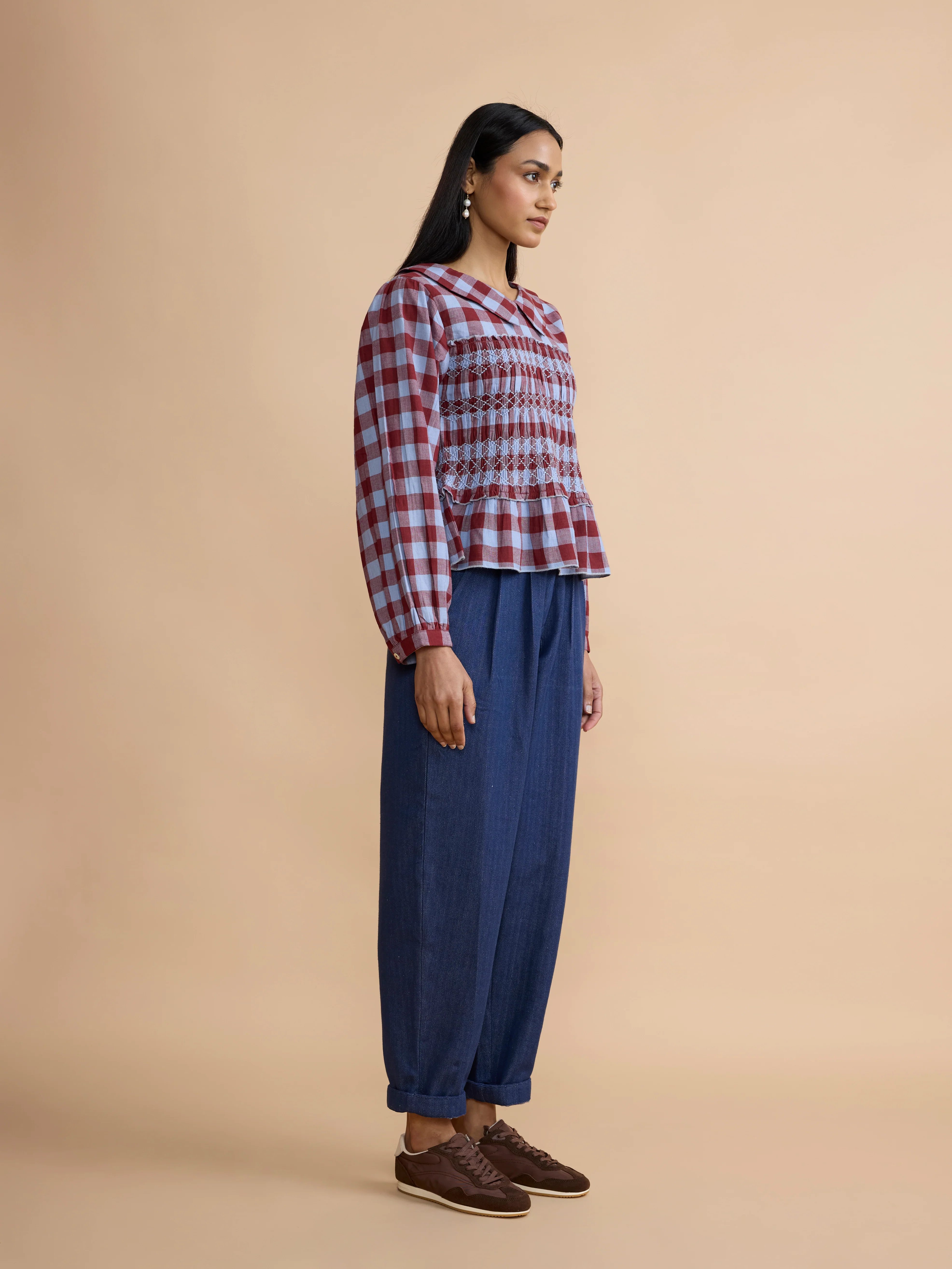 Arles Top in Bluebell Check - Image 2