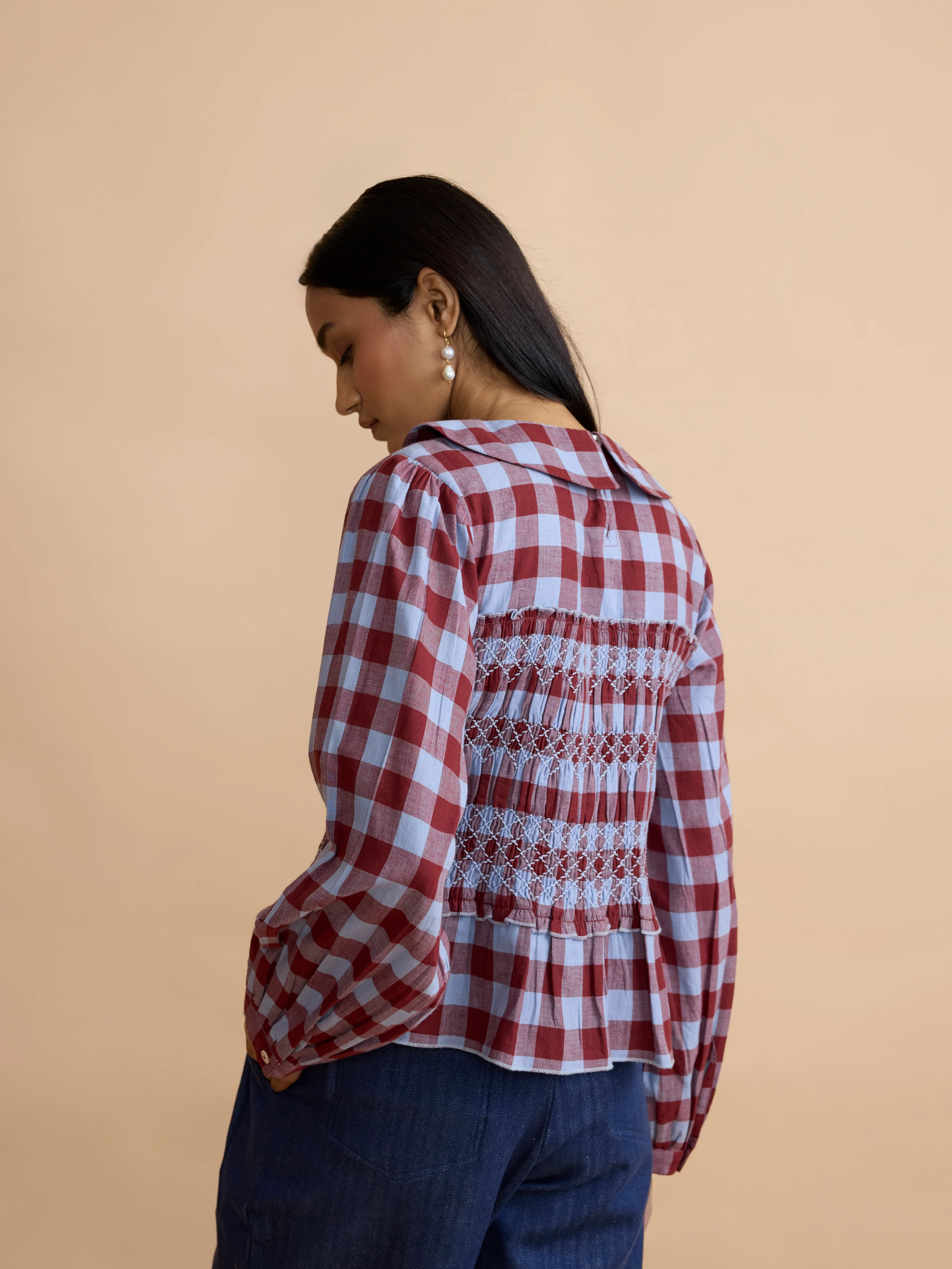 Arles Top in Bluebell Check - Image 3