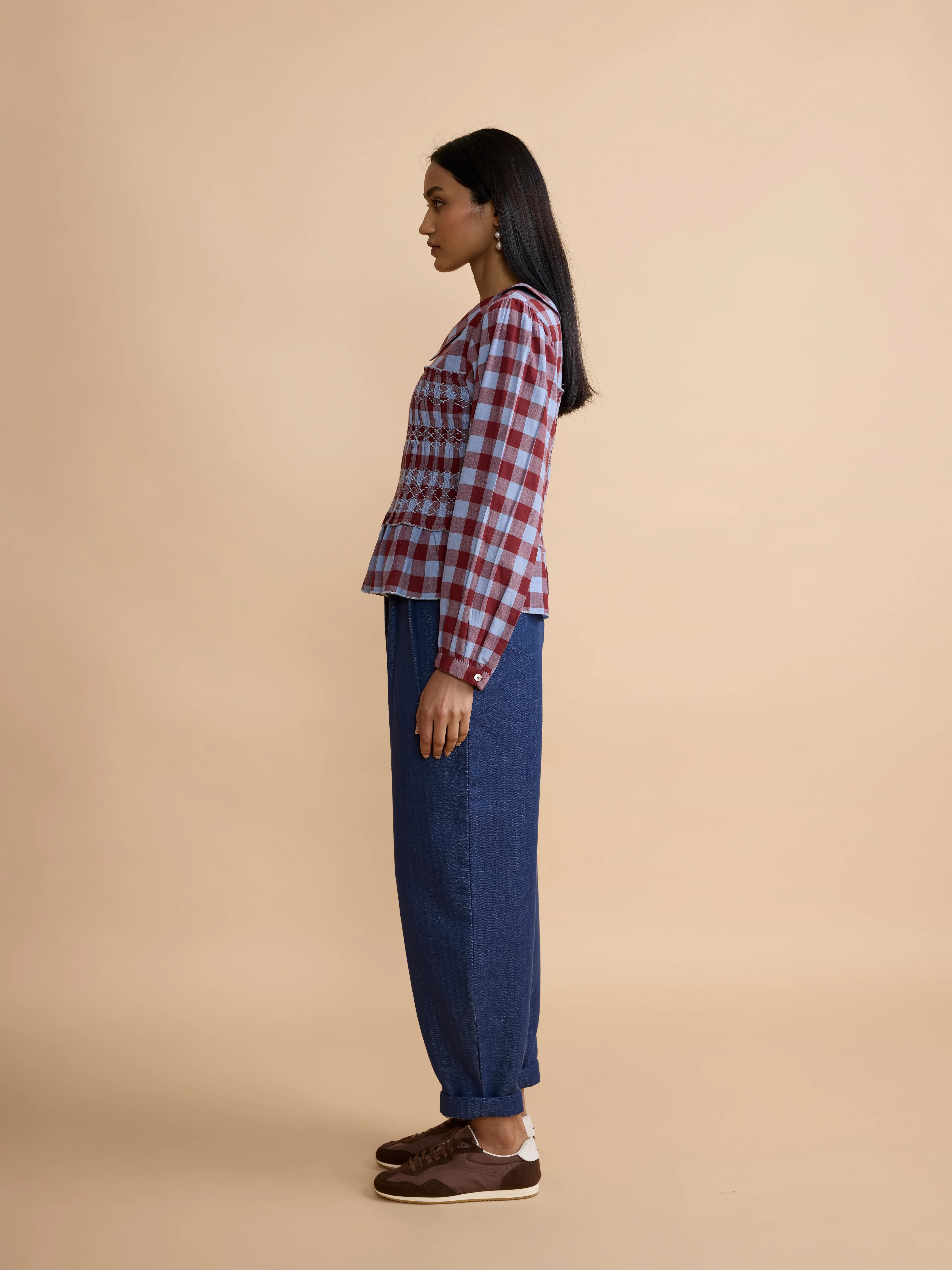 Arles Top in Bluebell Check - Image 4