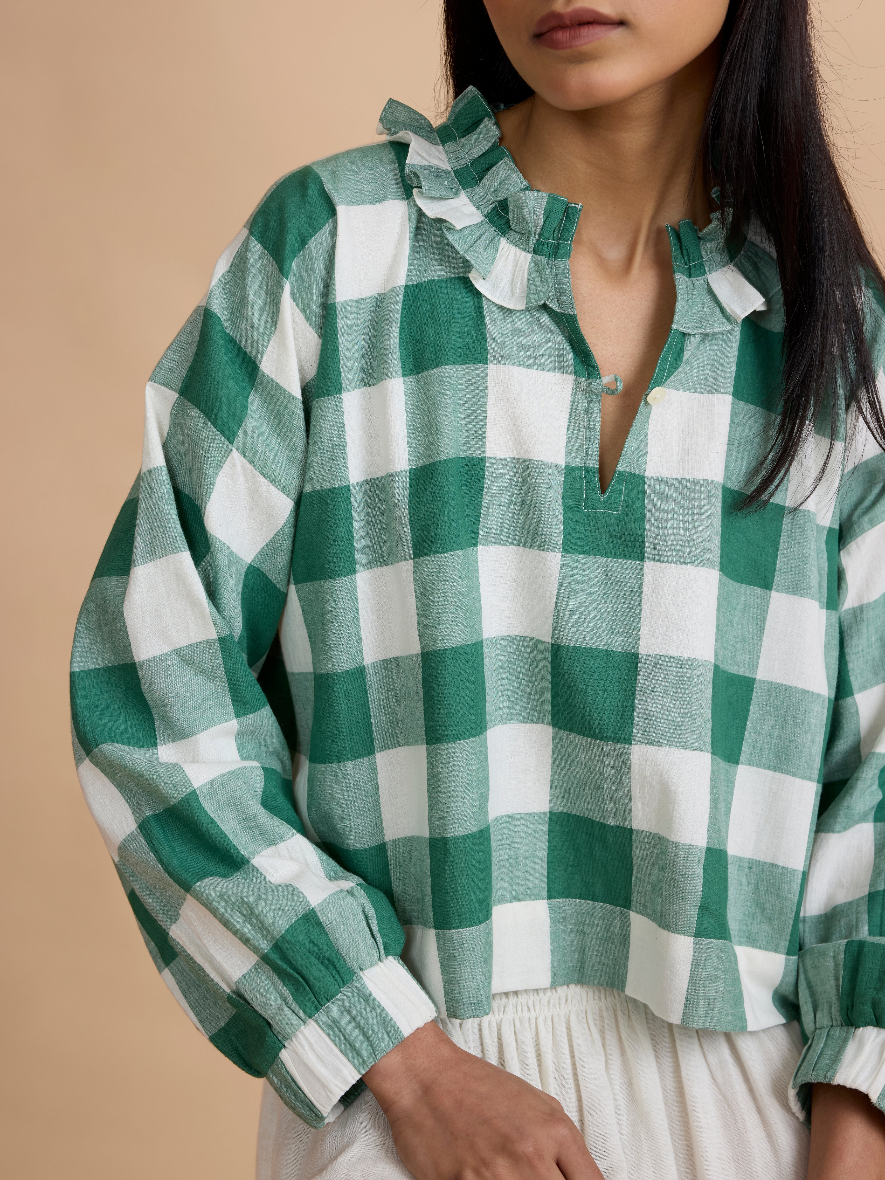 Gabby Top in Green Check