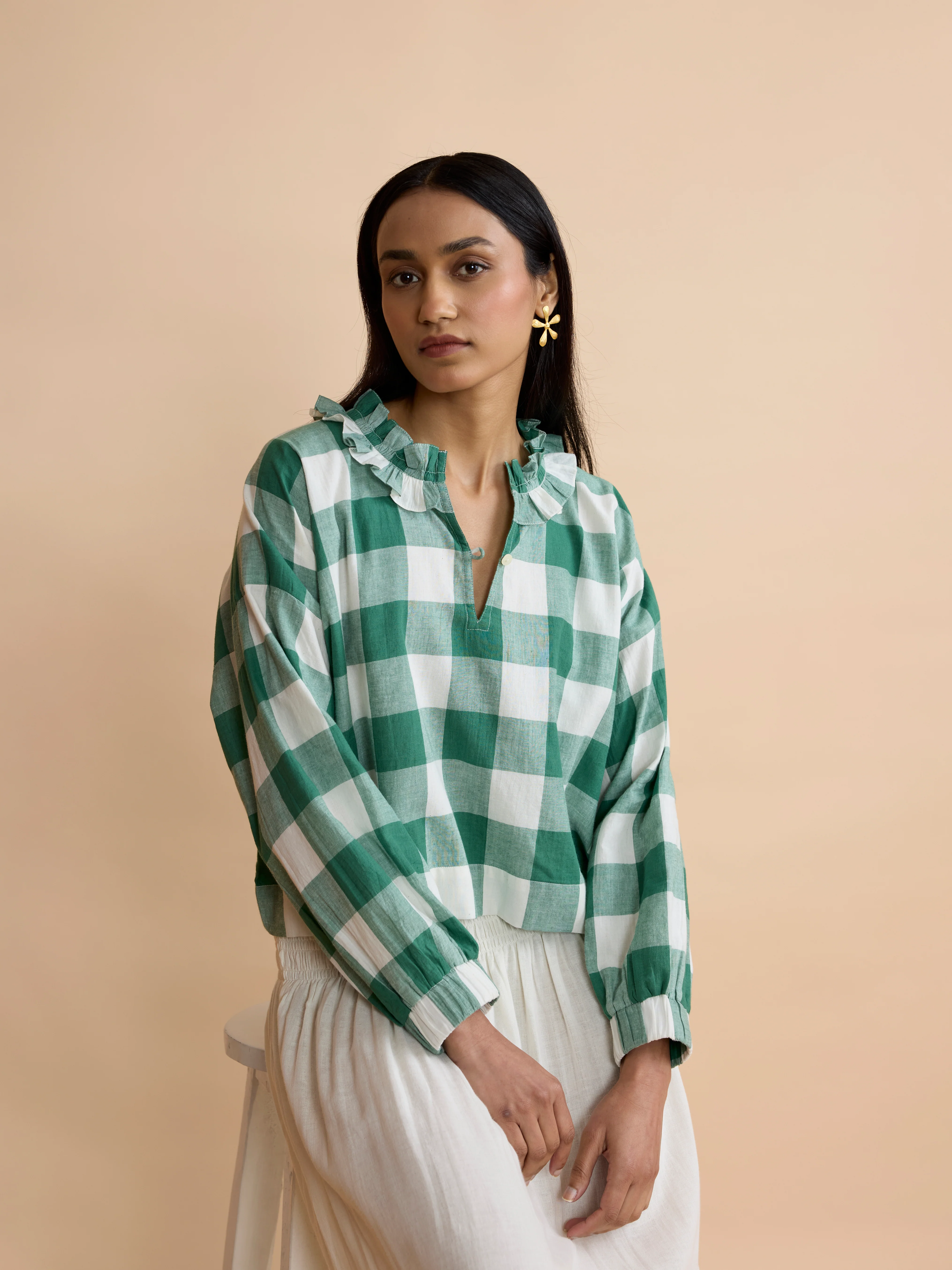 Gabby Top in Green Check - Image 3