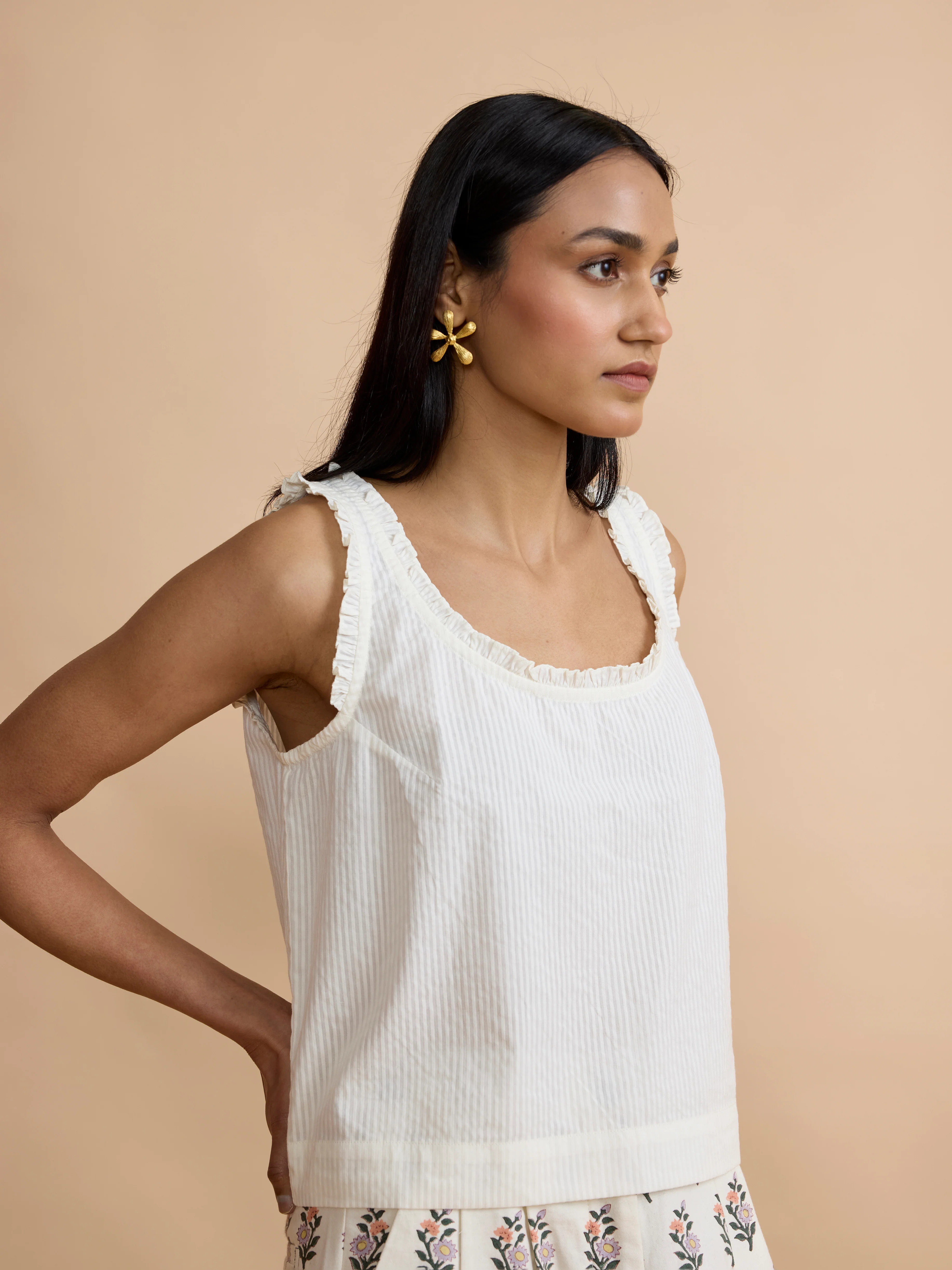 Larkin Top in Ivory White